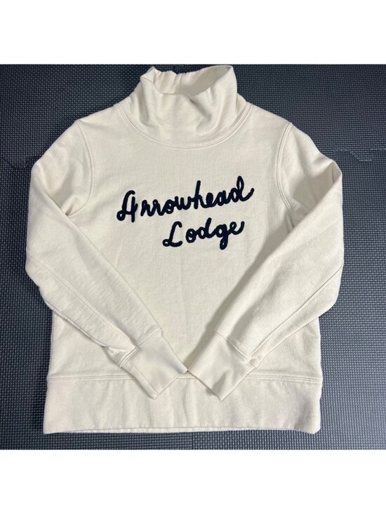 Madewell Tops - Madewell Arrowhead Lodge Embroidered Turtleneck Sweatshirt XS Cream Cotton Blend